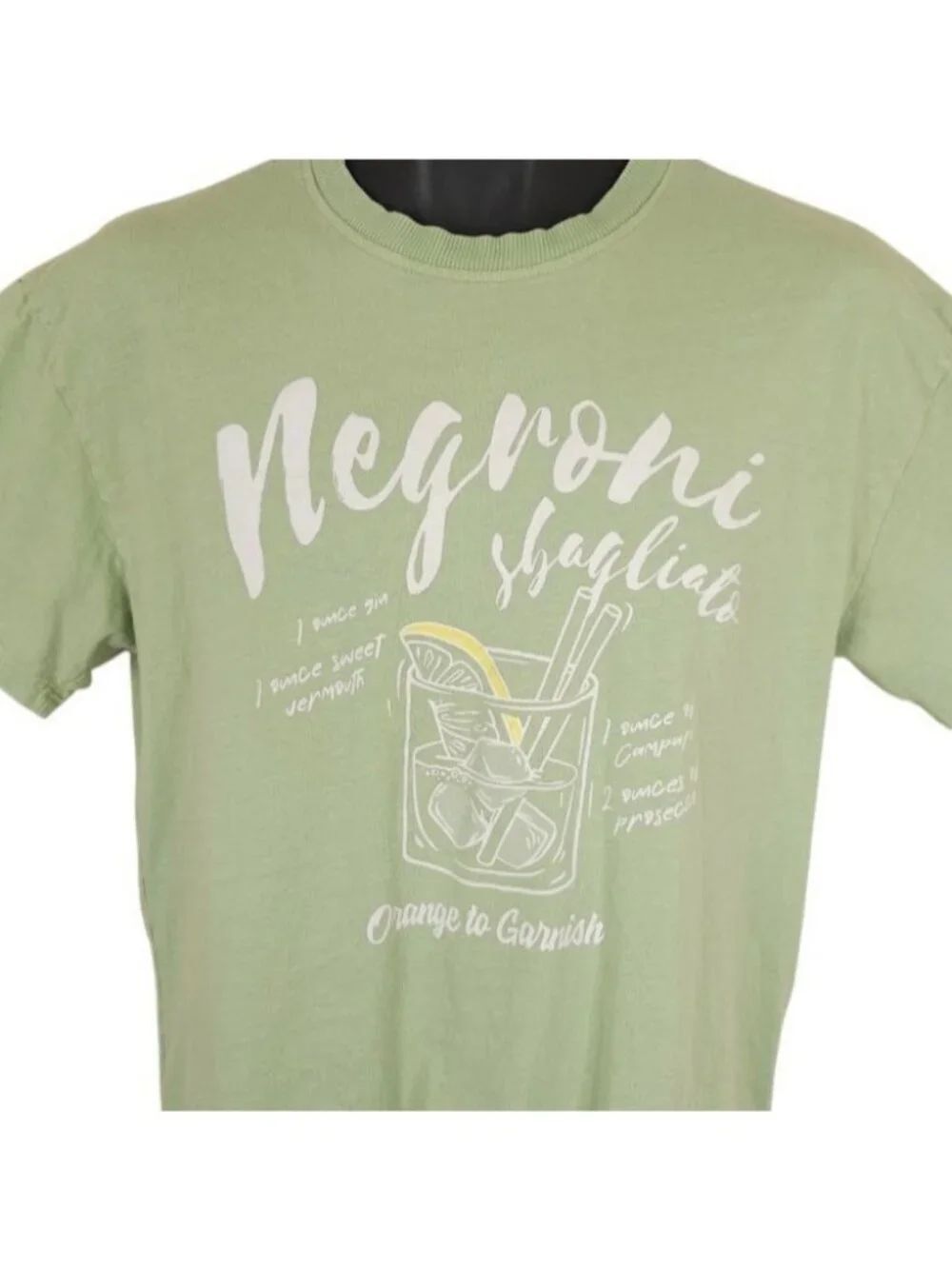 Negroni Sbagliato T Shirt Mens Size Large Green Cocktail Recipe